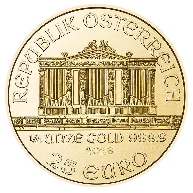 Reverso de la moneda Filarmónica de Viena (oro)