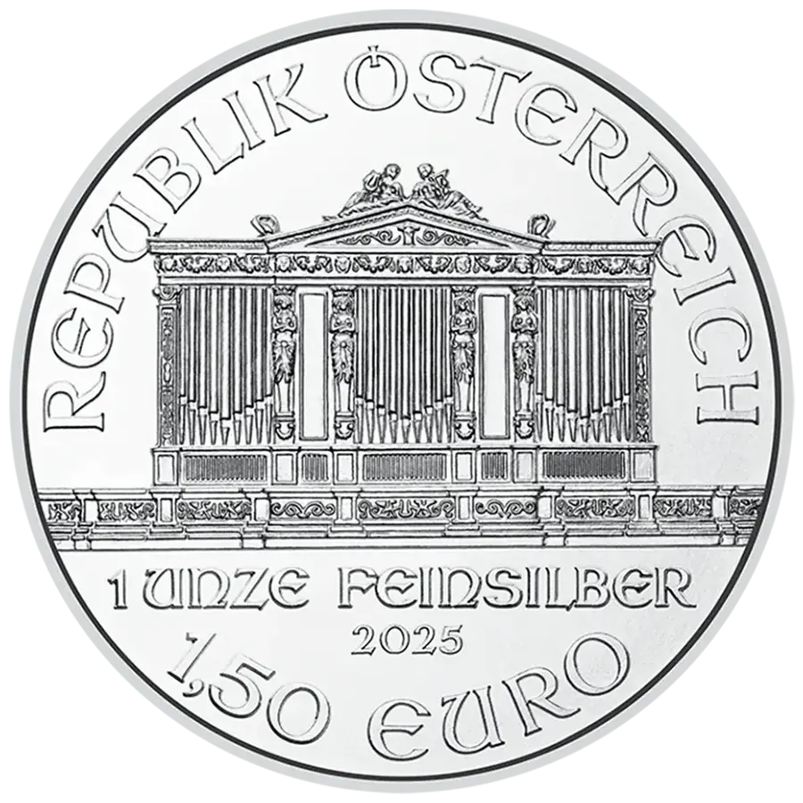 Reverso de la moneda Filarmónica de Viena (plata)